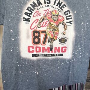 New Kansas City Chiefs - Karma Is The Guy Graphic Short Sleeve Tee - Blue